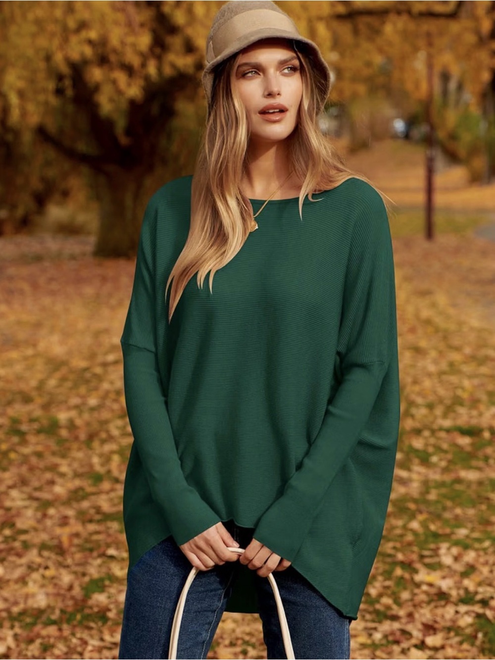Oversized Casual Boat Neck, Batwing Sleeve Asymmetric Hem Knit Slouch sweater